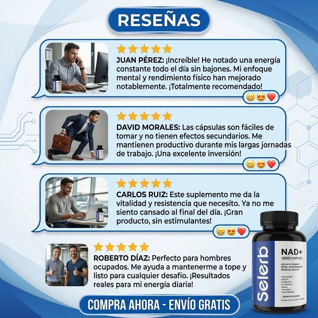 Selerb NAD+® Energía Celular, Soporte Prostático y Rendimiento Masculino, No esperes más, mejora tu rendimiento diario ahora aprovecha la oferta llevas 2 x tan solo 208 Quezales
