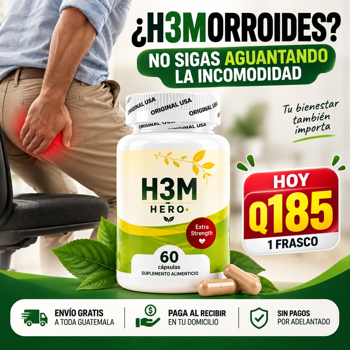 HEM HERO+™ – Cápsulas para Hemorroides y Molestias al Sentarte