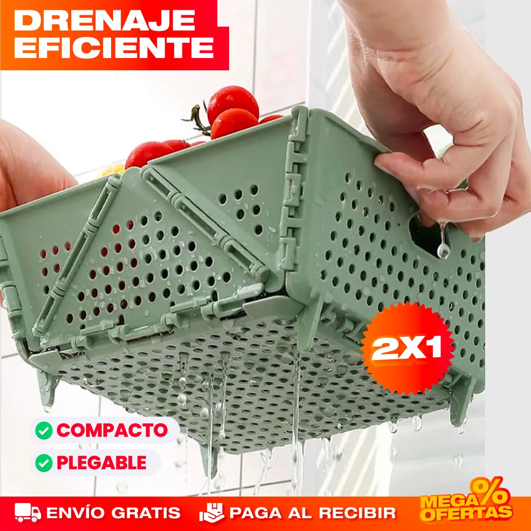 PROMO 2X1 CESTA COLADOR PLEGABLE MULTIUSOS