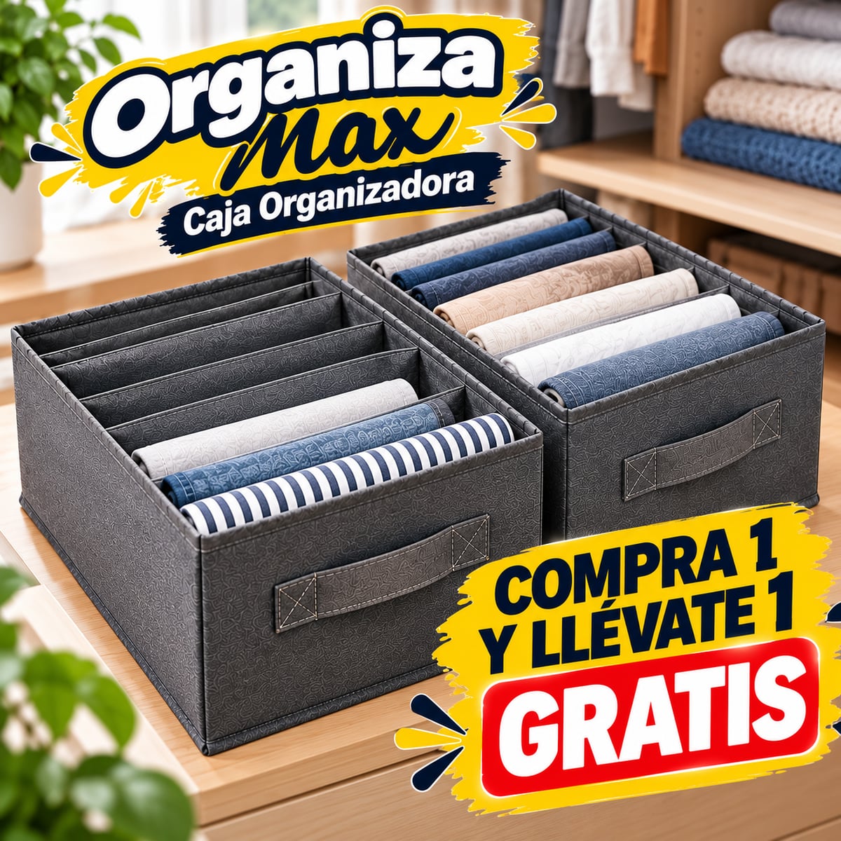 Organiza Max™ | Pack de 2 Organizadores de Ropa – ¡Compra 1 y Llévate 1 GRATIS!