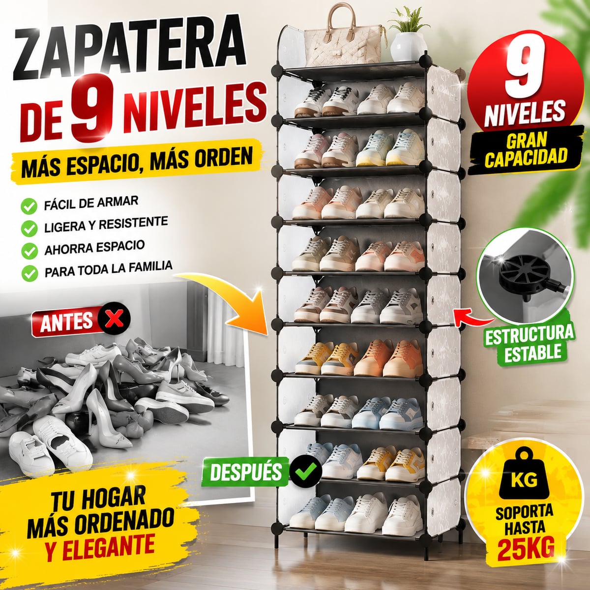 Zapatera de 9 niveles