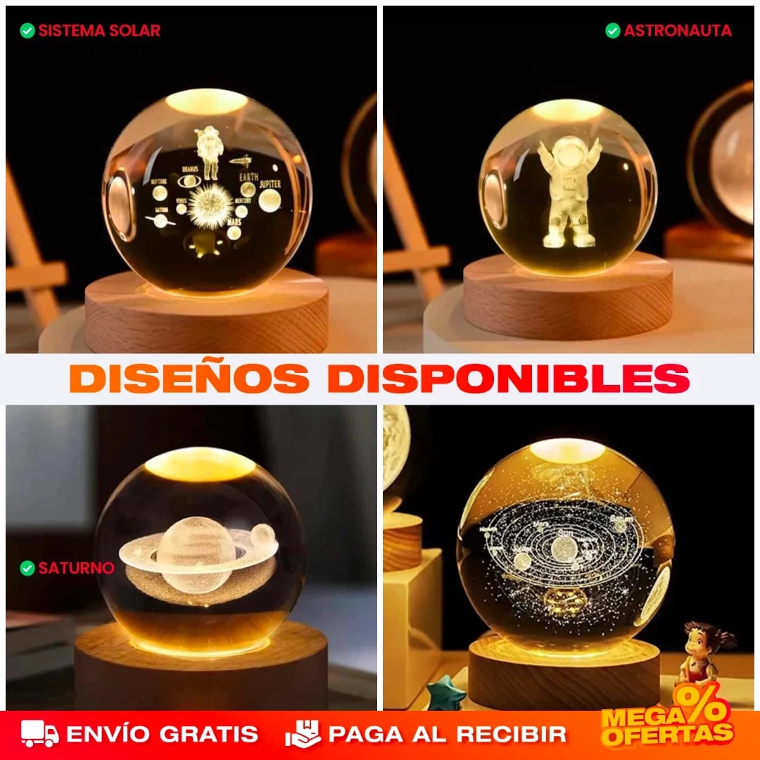 Lámpara Bola de Cristal LED 3D – Decora con una Luz Que Enamora · 2x1