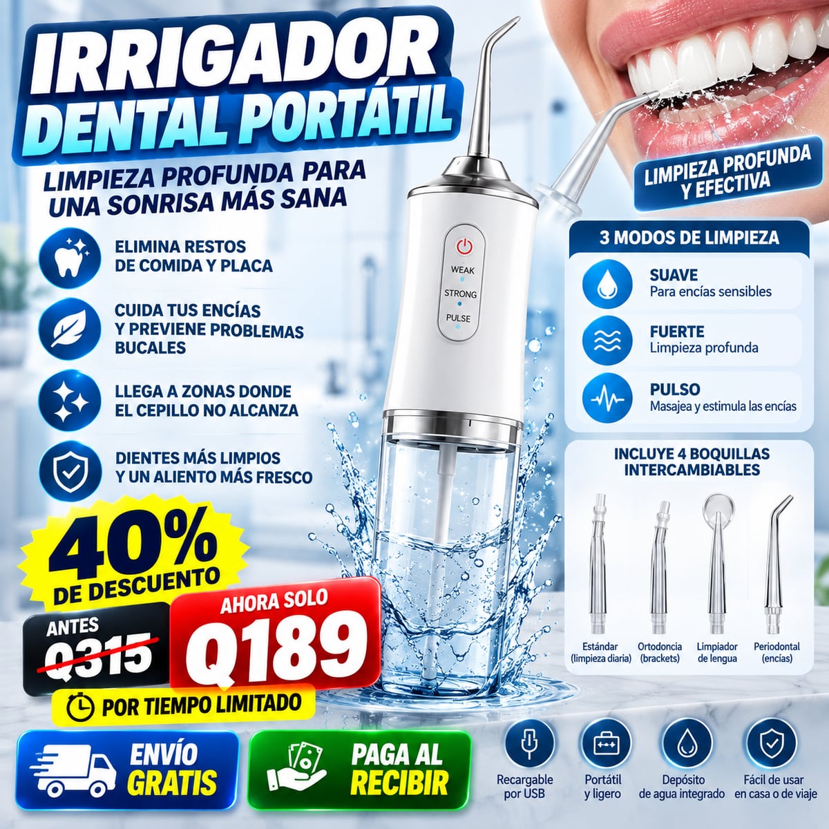 💧🦷 ¡LIMPIEZA PROFUNDA DONDE EL CEPILLO NO LLEGA! /ENVIO GRATIS