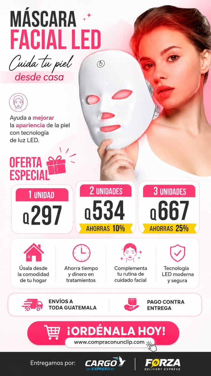 Mascara de tratamiento Facial Led + ENVIO GRATIS