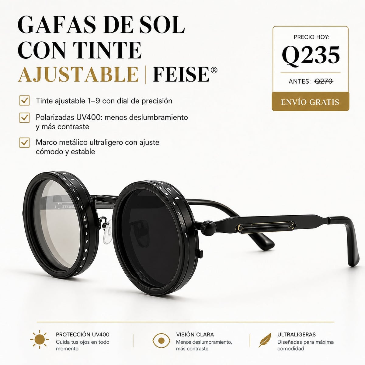Gafas de sol con tinte ajustable