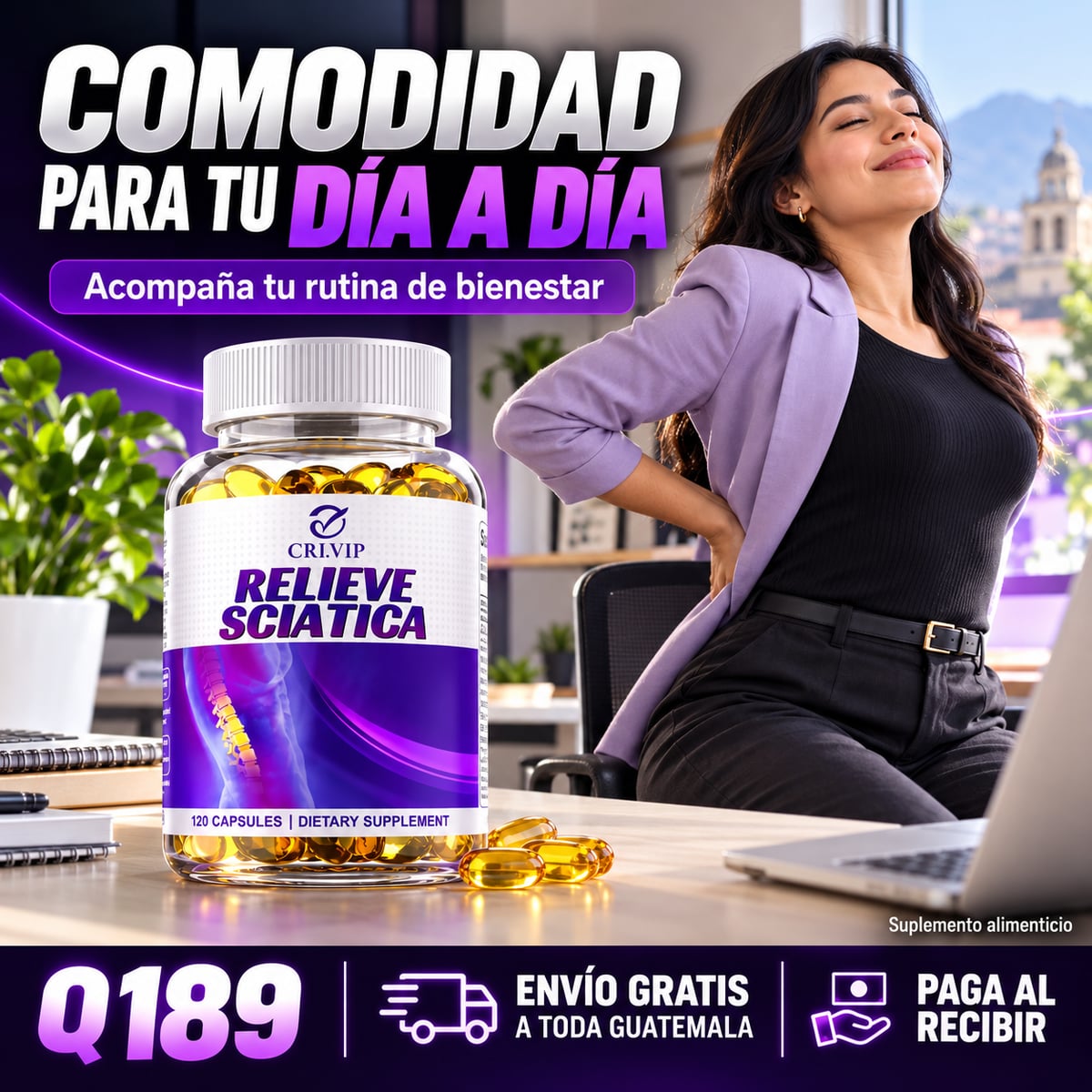 Relieve Sciatica - Apoyo Nutricional para el Nervio Ciático y Alivio del Dolor Lumbar - Recomendado por Neurólogos, empieza hoy