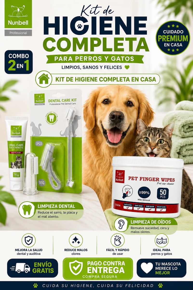 Kit de Higiene Completa Dental y de Oídos para Mascotas 🐶🐱 + ENVIO GRATIS 🎁