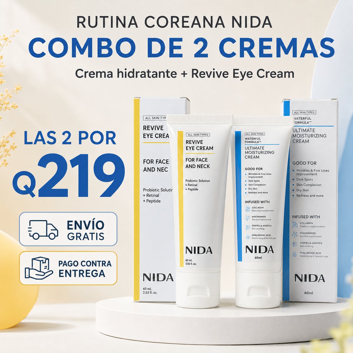 NIDA® Rutina coreana de día y noche para una piel hidratada y luminosa