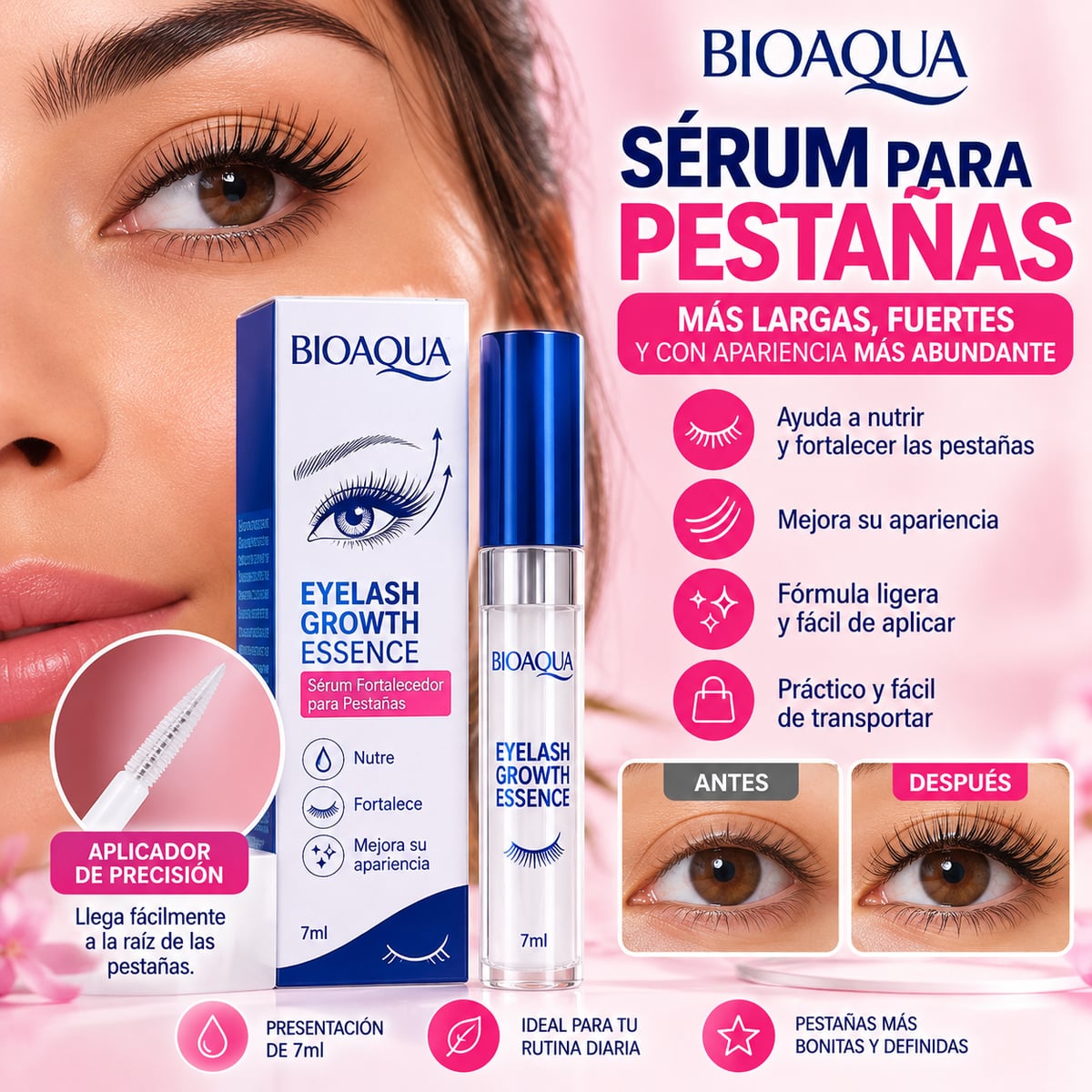 ¡Pestañas más largas y con apariencia más abundante!  Sérum BIOAQUA. Con regalo sorpresa para ti