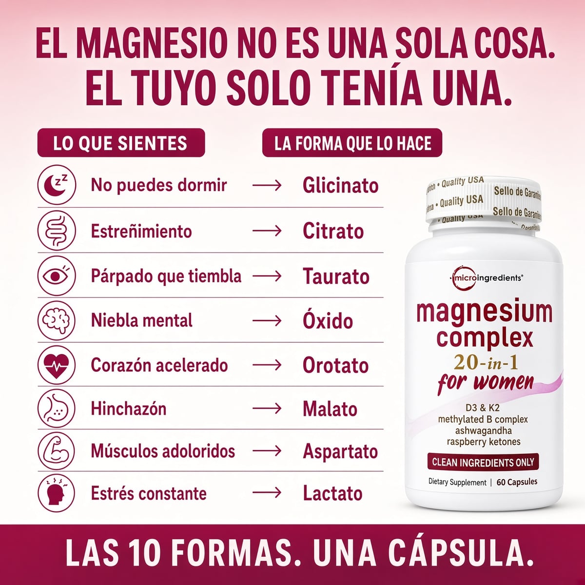 COMPLEJO DE MAGNESIUM PARA MUJERES + ENVIO GRATIS