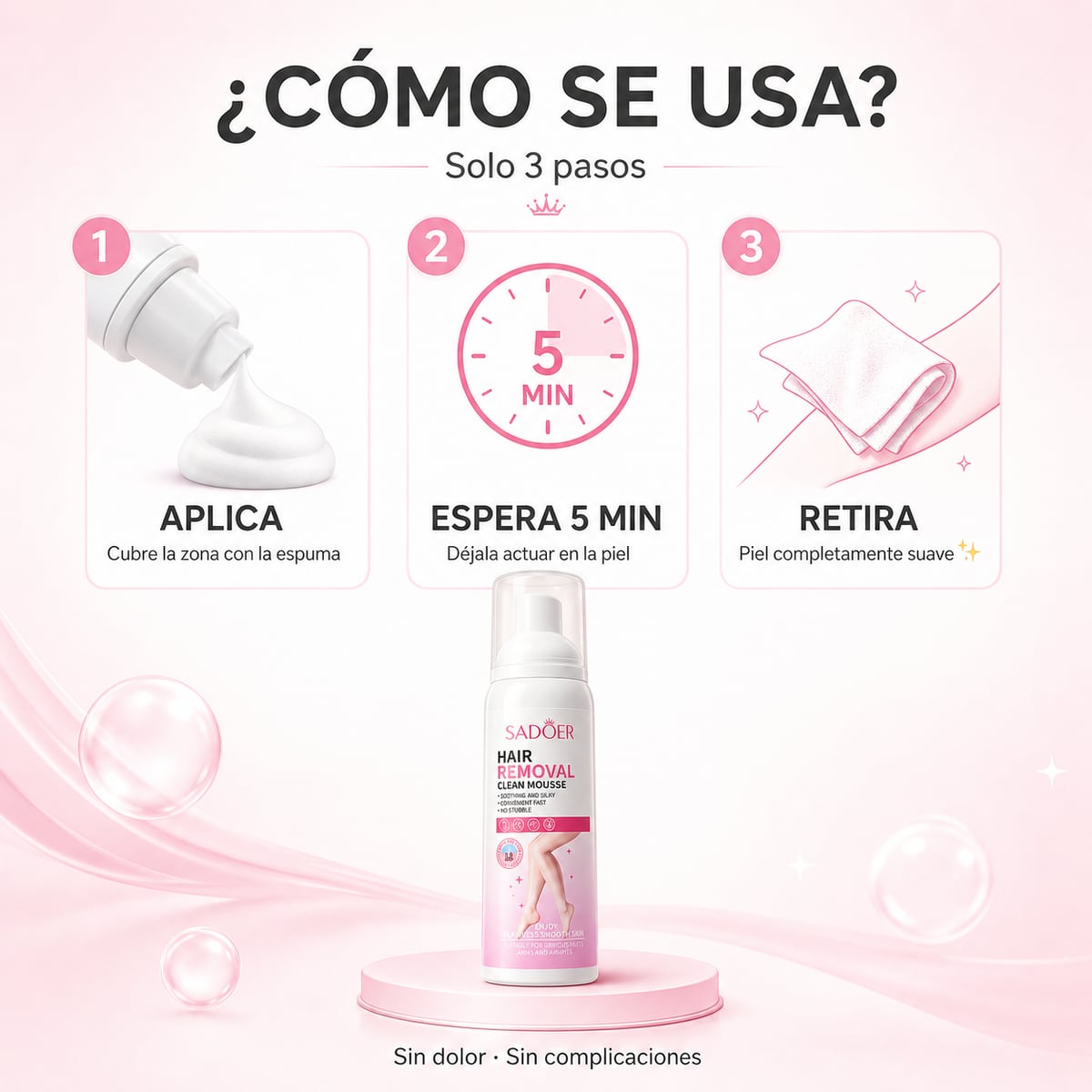 Deja de rasurarte. Depílate sin dolor — Espuma Depilatoria SADOER