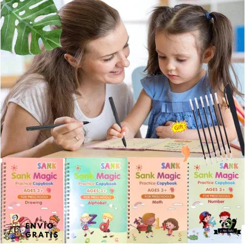 SANK MAGIC™ 4 Cuadernos Mágicos + 1 Bolígrafo Mágico + 8 Repuestos Gratis
