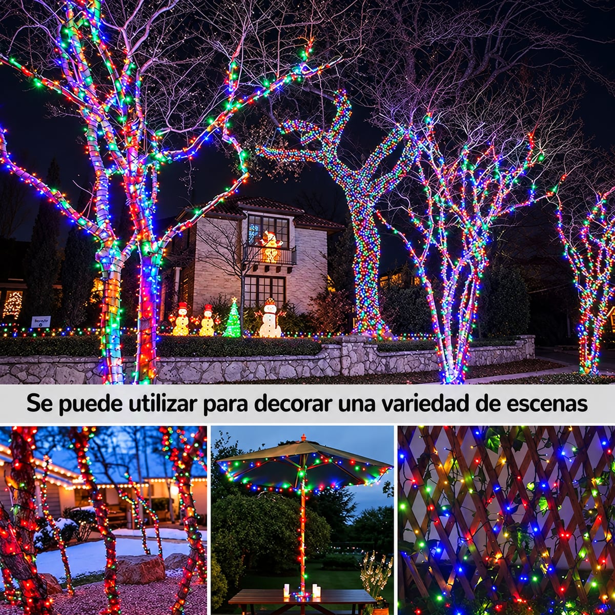 LUCES NAVIDEÑAS CON PANEL S0LAR + ENVIO GRATIS
