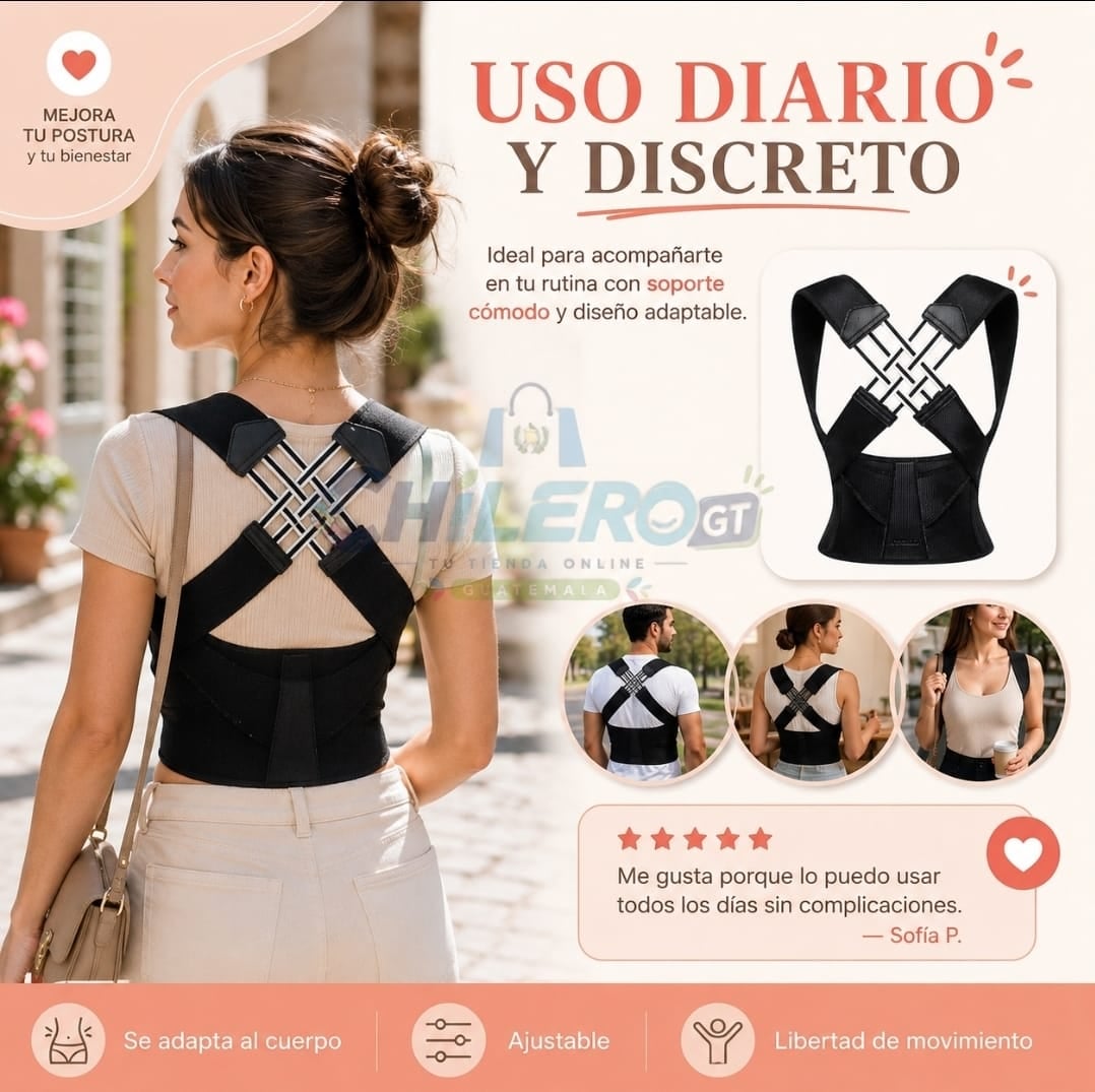 Corrector de Postura Ajustable – Soporte para Espalda, Hombros y Zona Superior