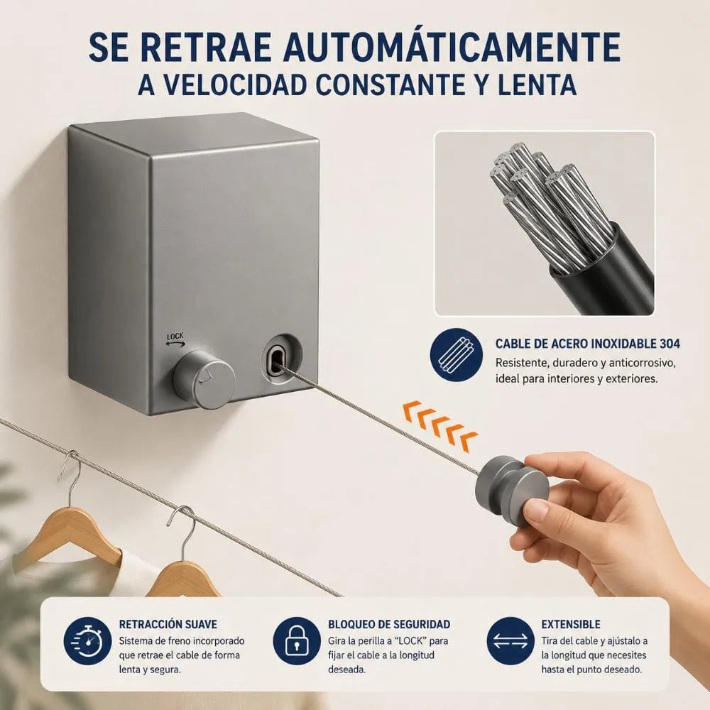 Tendedero De Ropa Retráctil