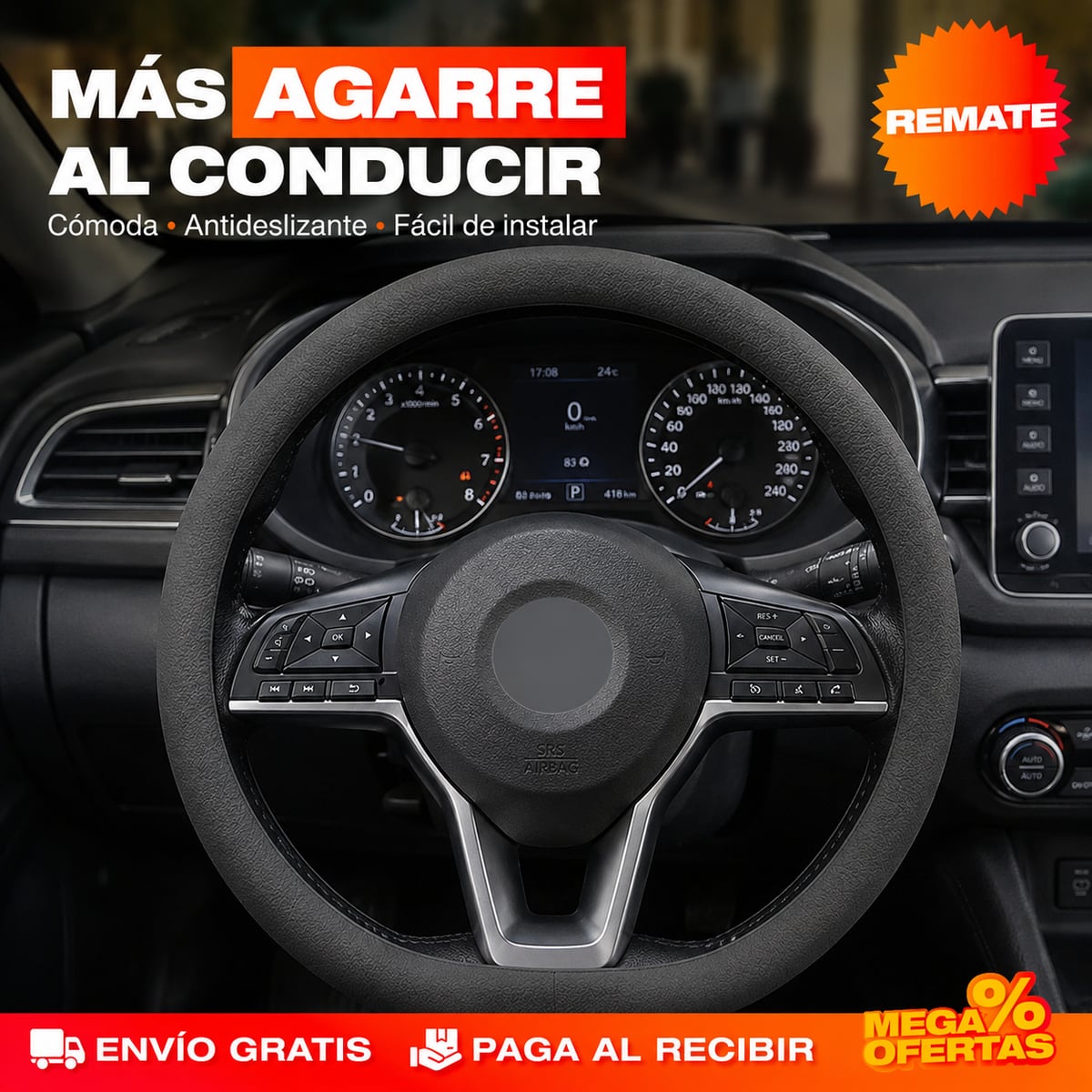 FUNDA PROTECTORA DE SILICONA PARA TIMÓN DE CARRO