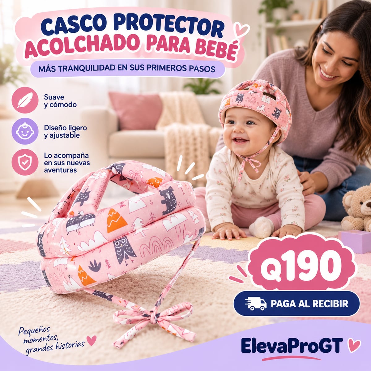 CASCO BEBE PROTECTOR COLOR ROSA