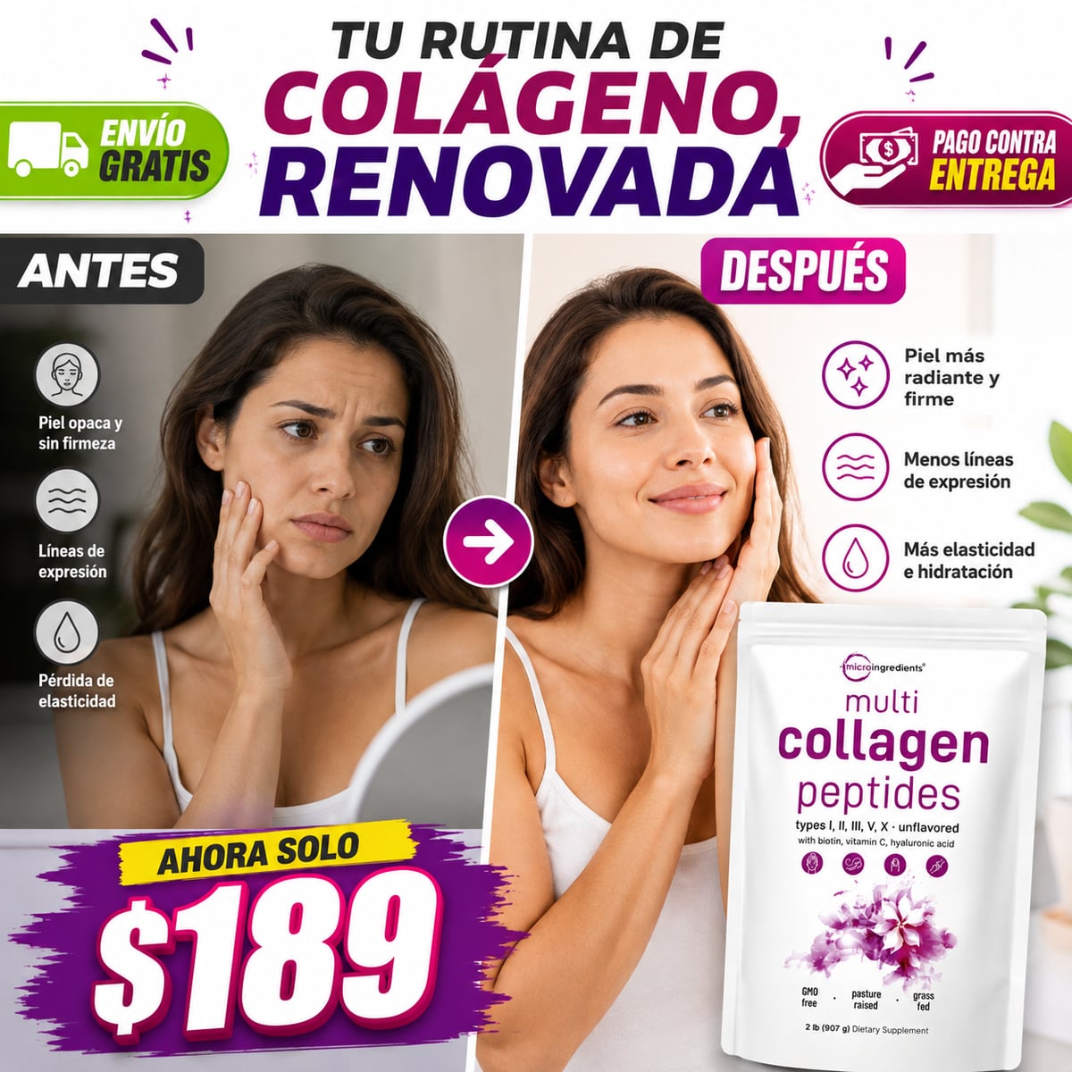MULTI COLÁGENO 5 EN 1 – BELLEZA Y BIENESTAR DESDE ADENTRO | ENVÍO GRATIS