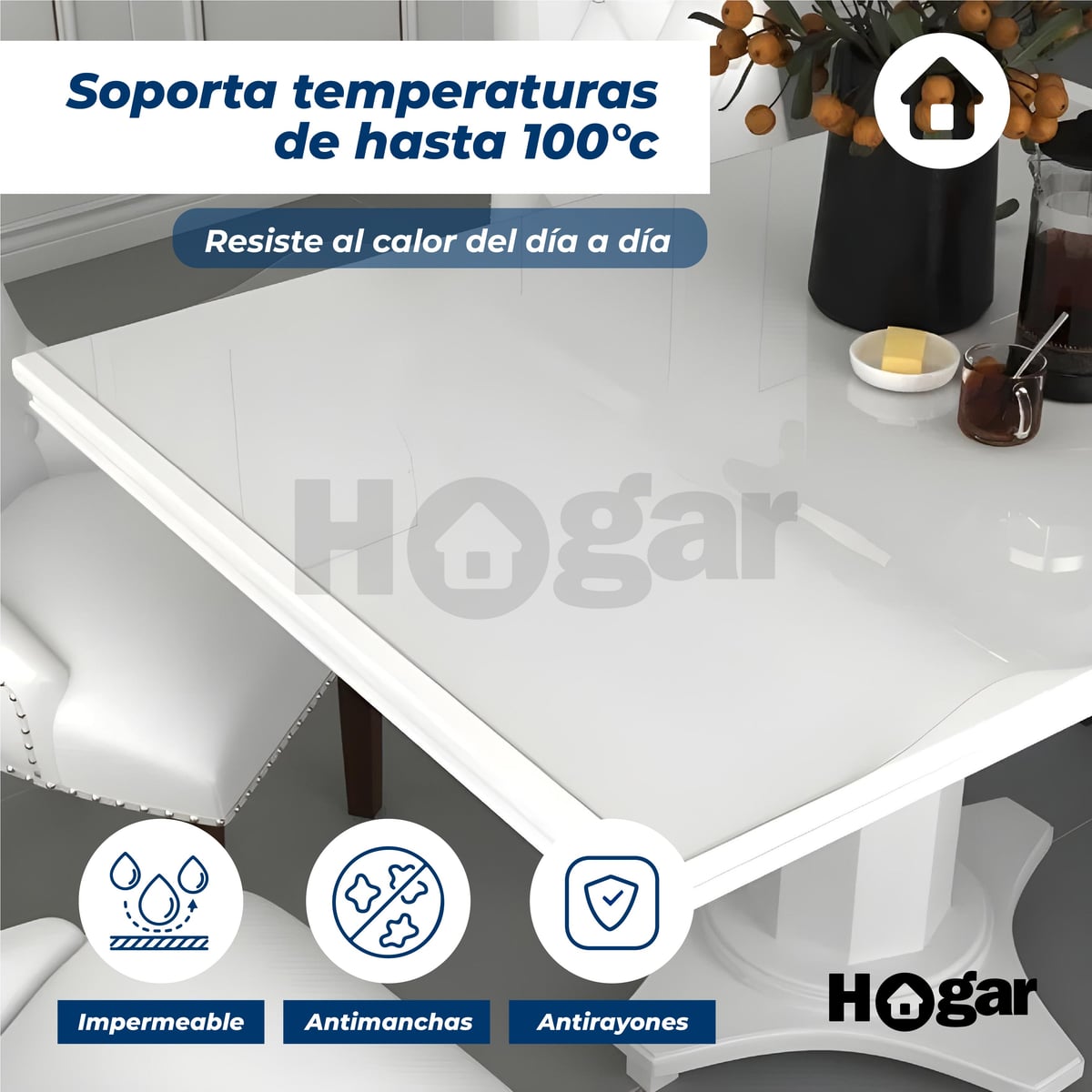 Protector Transparente de PVC para Mesa (80 cm Ancho x 150 cm)
