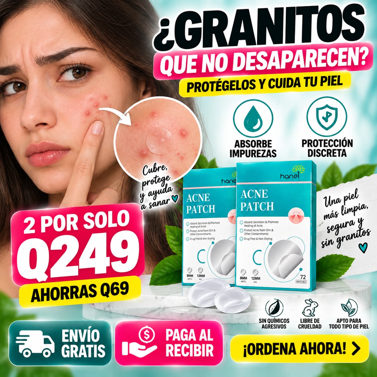 ACNE PATCH Parches para Imperfecciones Hanel – 72 Unidades | 2 Tamaños