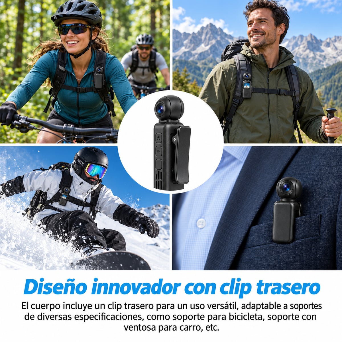 PocketCam WiFi Full HD 1080P – Cámara Portátil con Lente Giratoria 360°