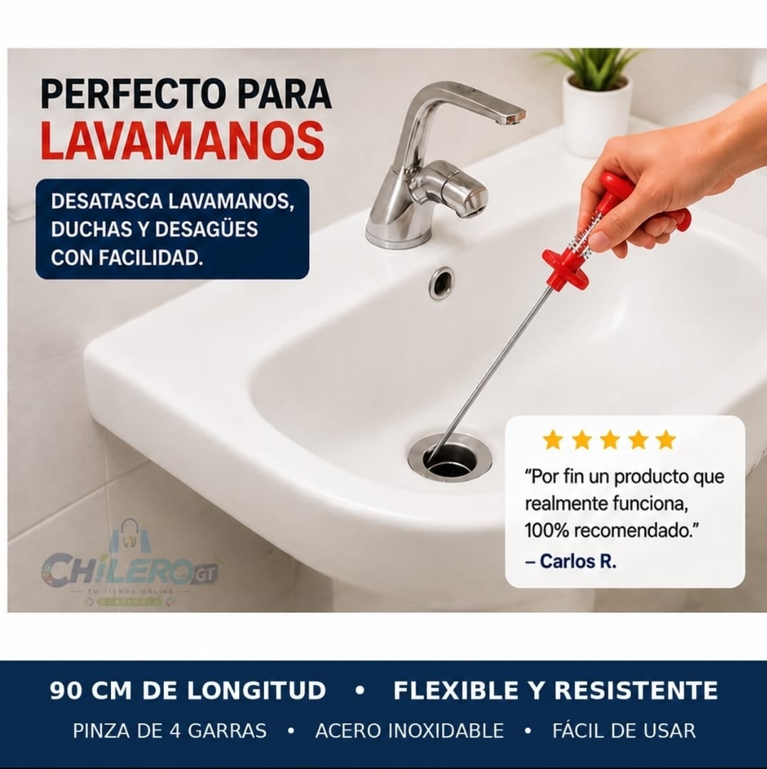 Gancho Destapa Drenajes – ¡Elimina Cabello y Residuos Fácilmente!