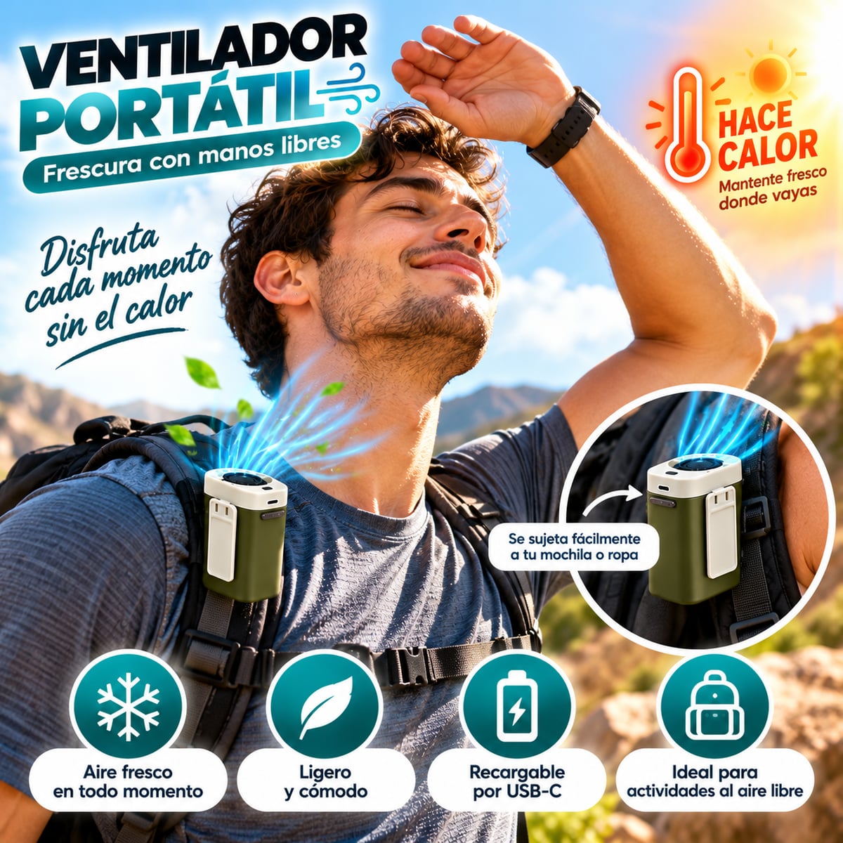 🌬️ Ventilador Portátil 🌬️ 💚 Frescura en Cualquier Lugar 💚
