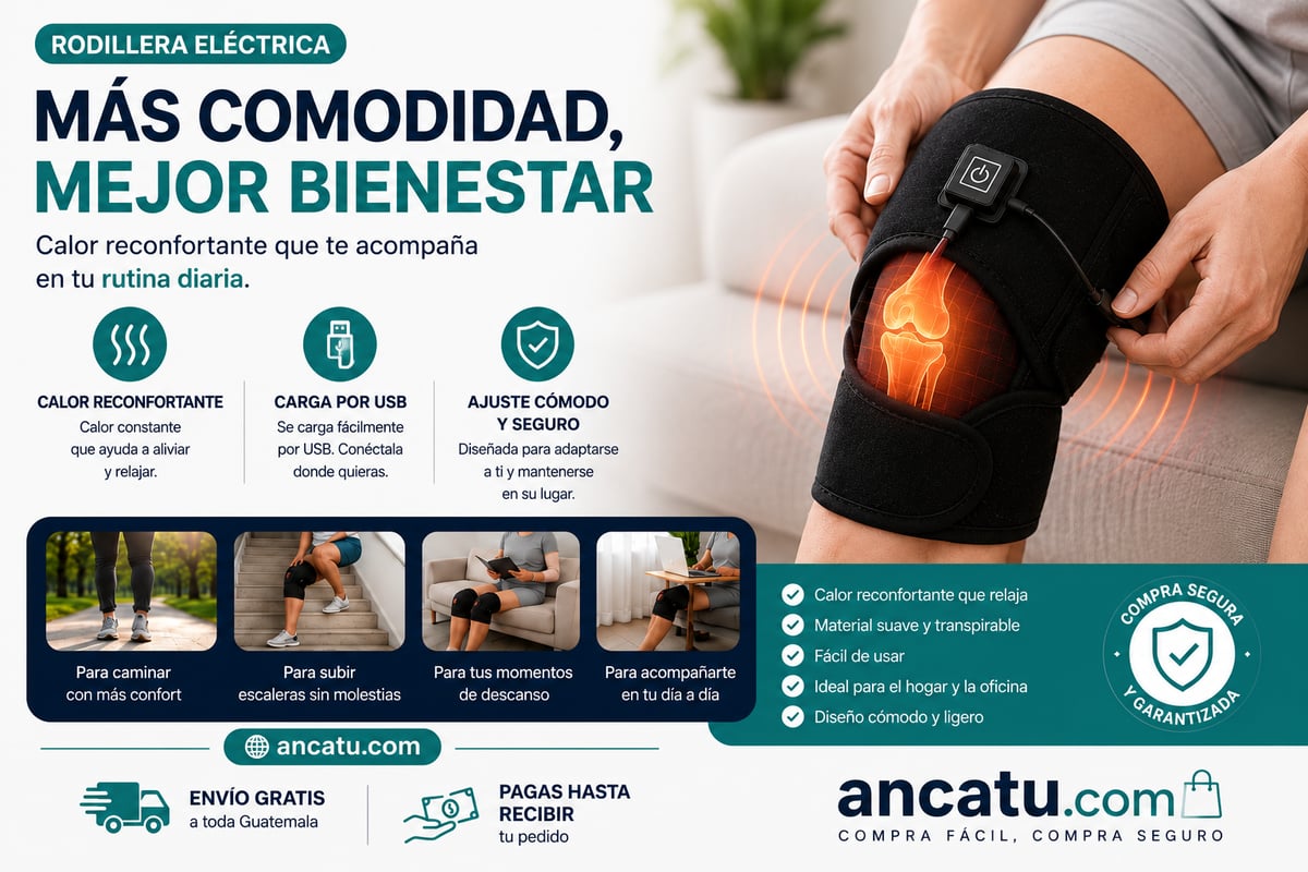 Rodillera Eléctrica USB 🔥 Calor reconfortante para aliviar y acompañarte cada día.