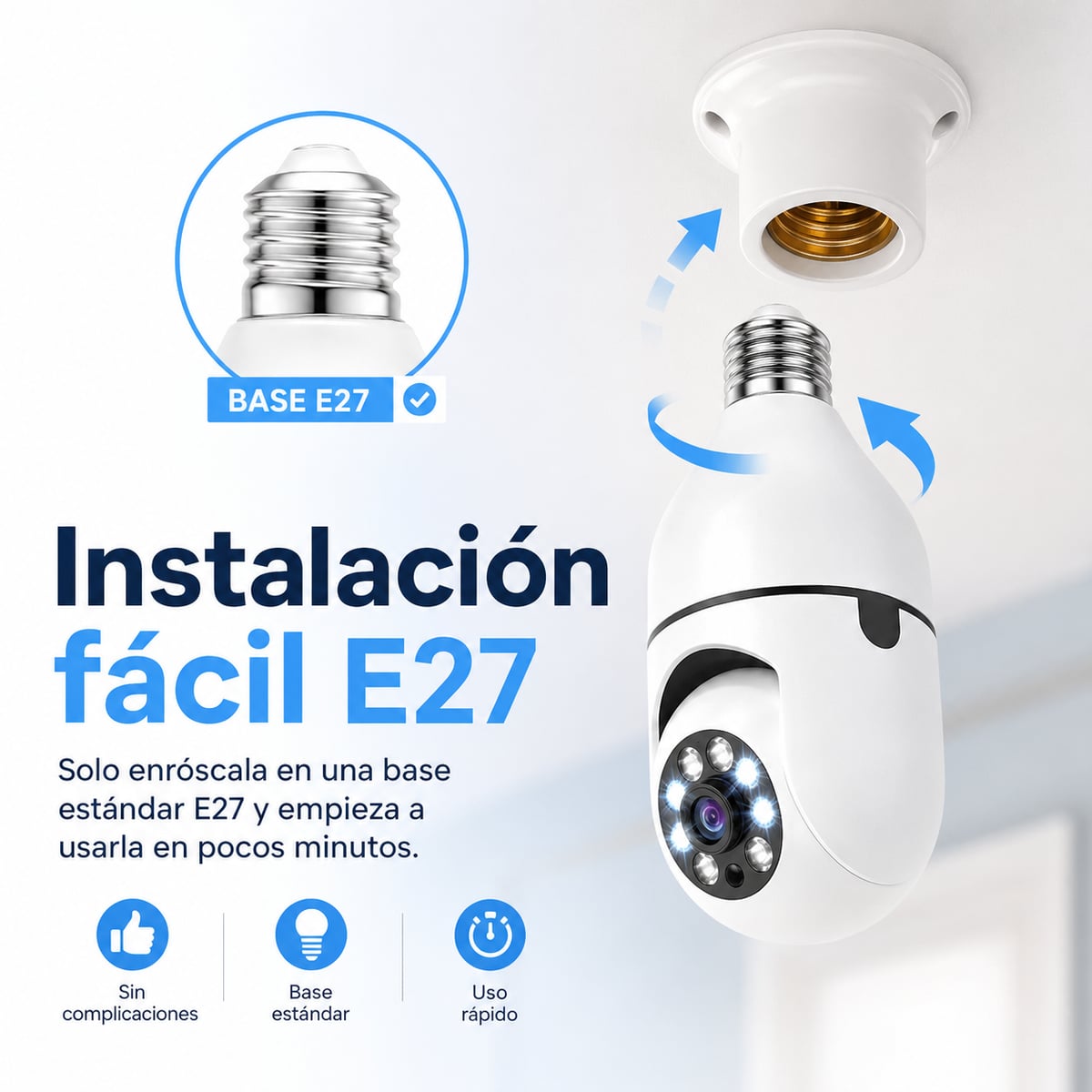 VigiLuz 360™ – Cámara de Seguridad Inteligente Tipo Bombillo