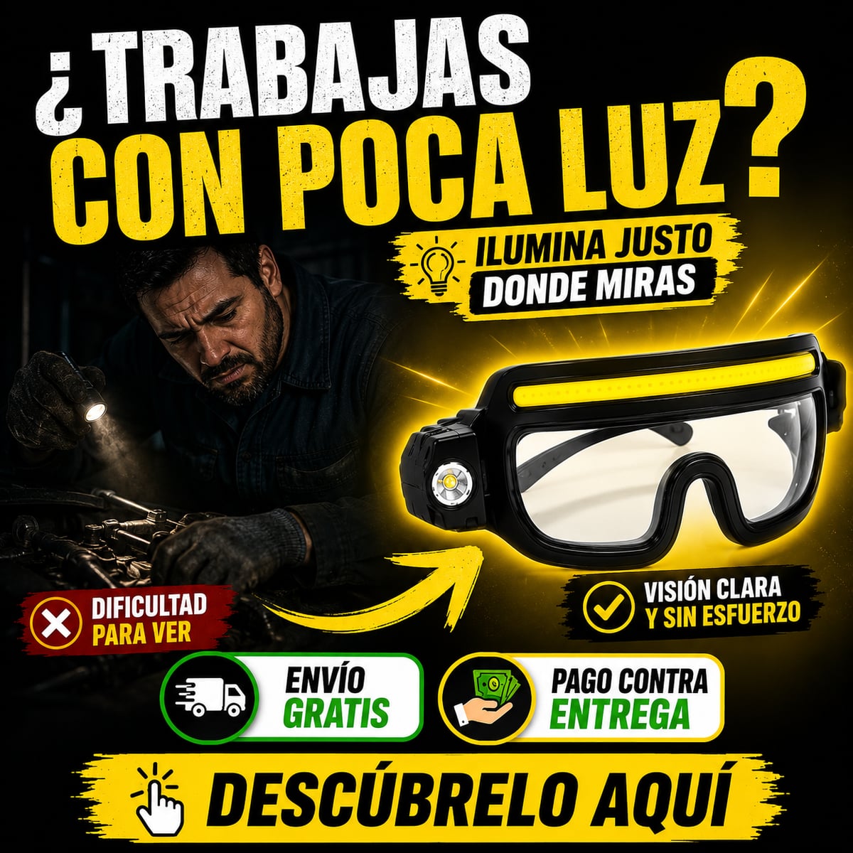 Gafas LED Manos Libres 2 en 1. ENVIO GRATIS!!!