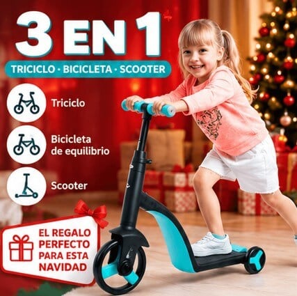 Scooter Infantil 3 en 1 🎁 con Diseño Convertible | ¡Tres Formas de Jugar!