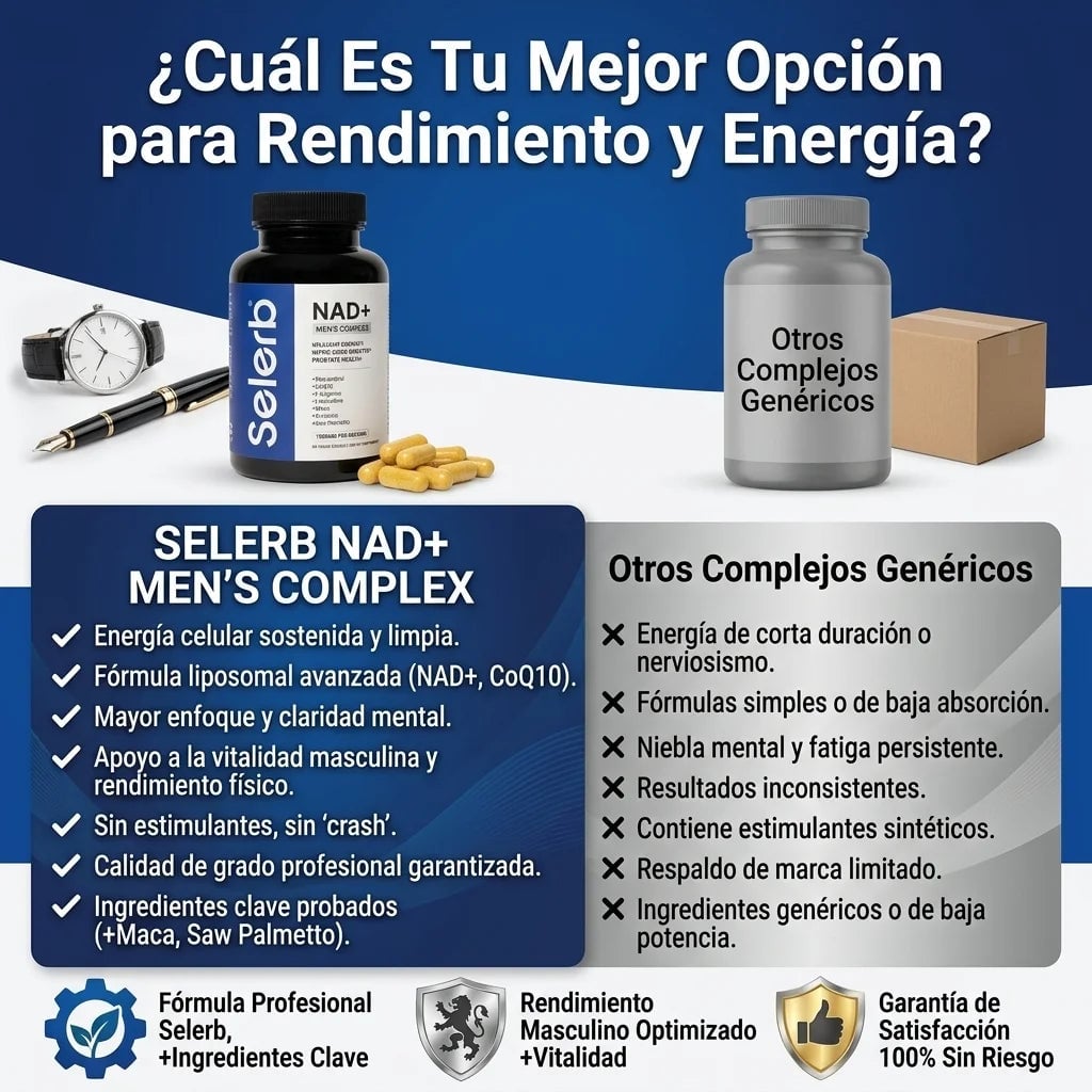 Selerb NAD+® Energía Celular, Soporte Prostático y Rendimiento Masculino, No esperes más, mejora tu rendimiento diario ahora aprovecha la oferta llevas 2 x tan solo 208 Quezales