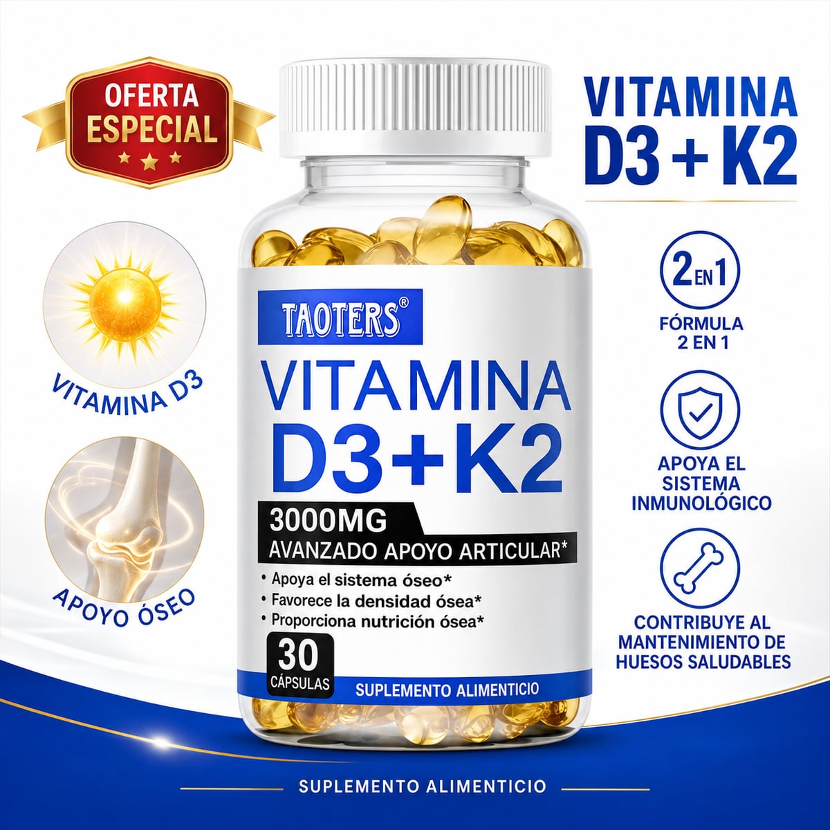 VITAMINA D3 K2 DEAL 5,000 IU 30 CAPSULAS + ENVIO GRATIS 🎁
