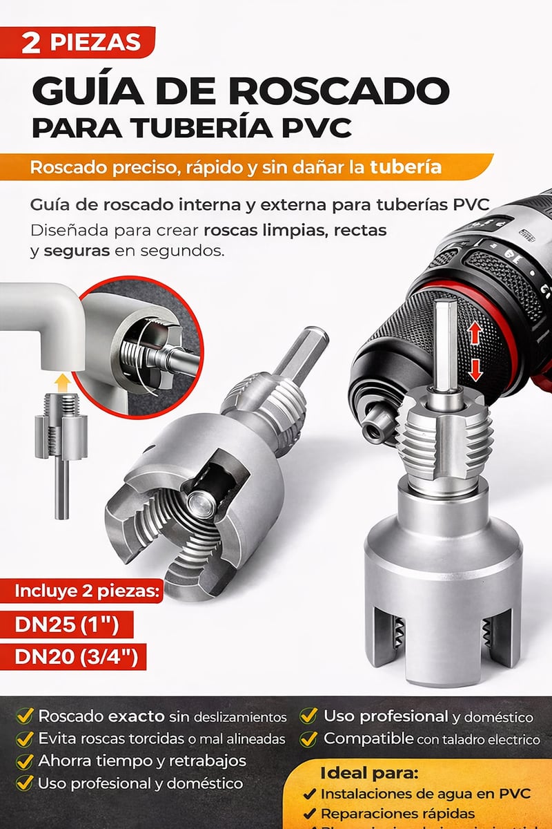 ROSCADO PERFECTO PVC/PPR —PACK de 2 Roscas (½ y ¾)