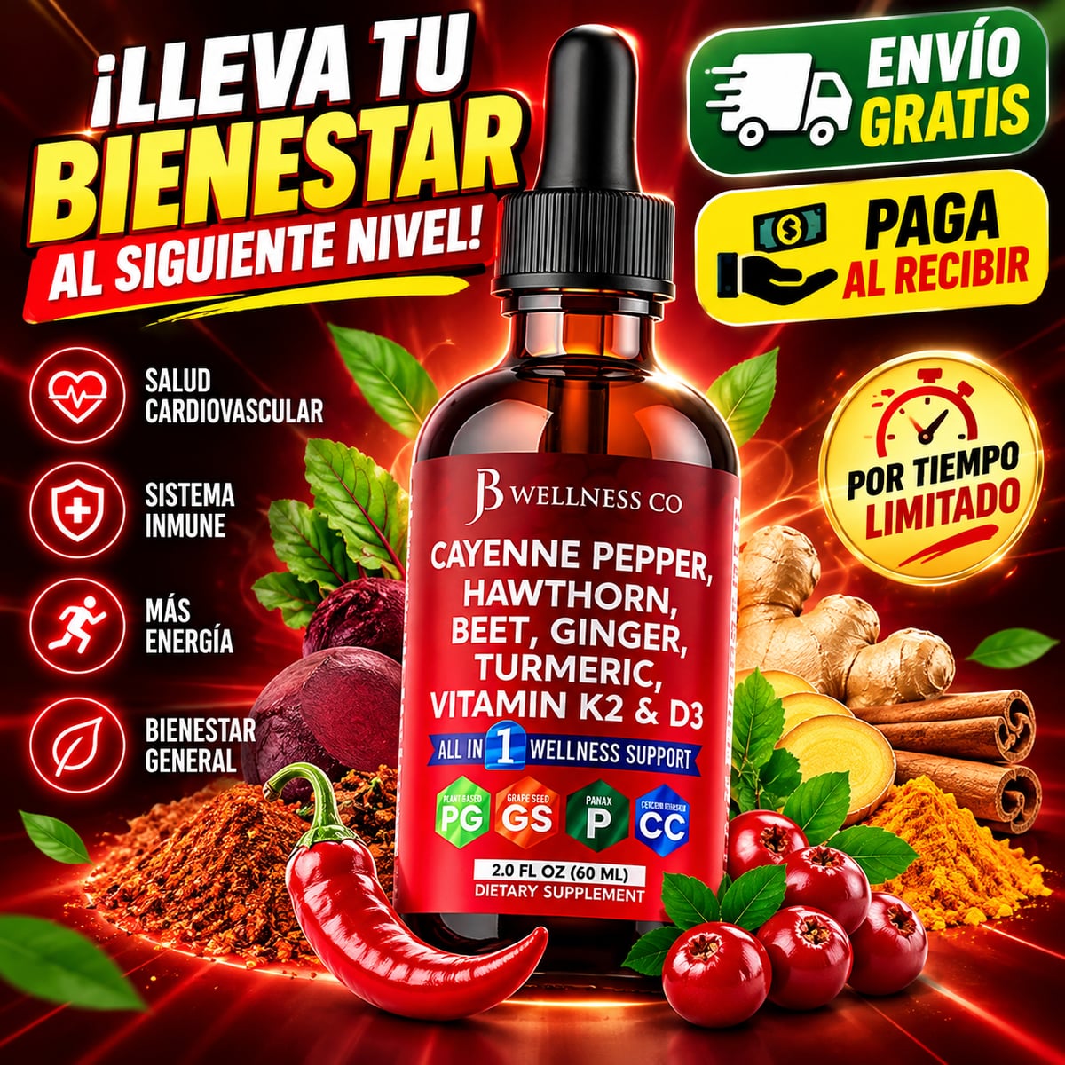 Vascuflow Gotas Líquidas de pimienta de cayena