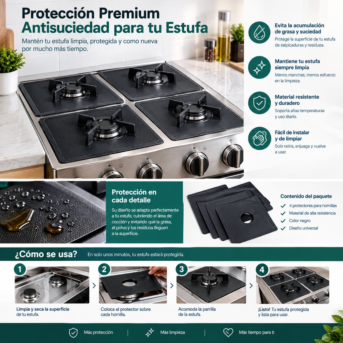 Proteccion premiun Anti-Suciedad para tu Estufa