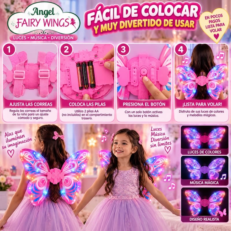 OFERTA - Alas de Mariposa con LED y Música para Pequeñas Soñadoras - ENVIO GRATIS