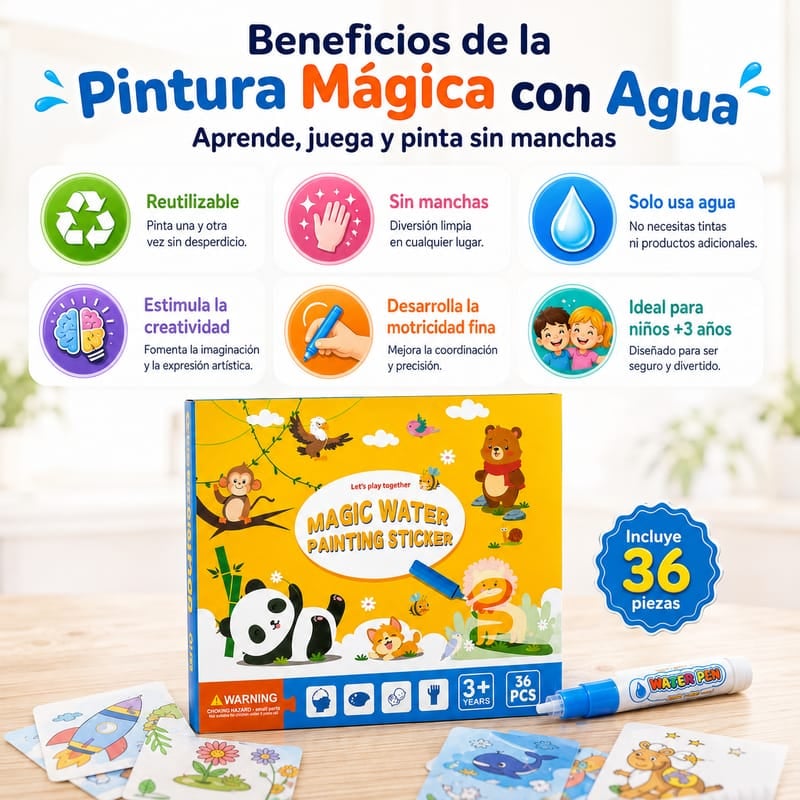 AquaColor Kids 🎨 ¡PINTA, APRENDE Y DIVIÉRTETE SIN ENSUCIAR! 💦✨