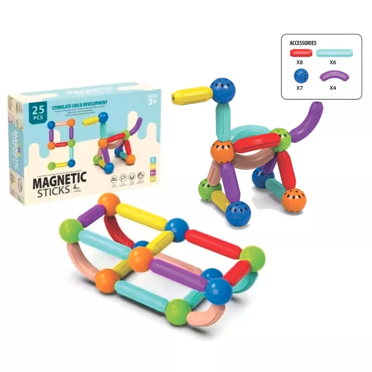 Magnetic Sticks 25pcs. Bloques Magnéticos. Palitos Magneticos