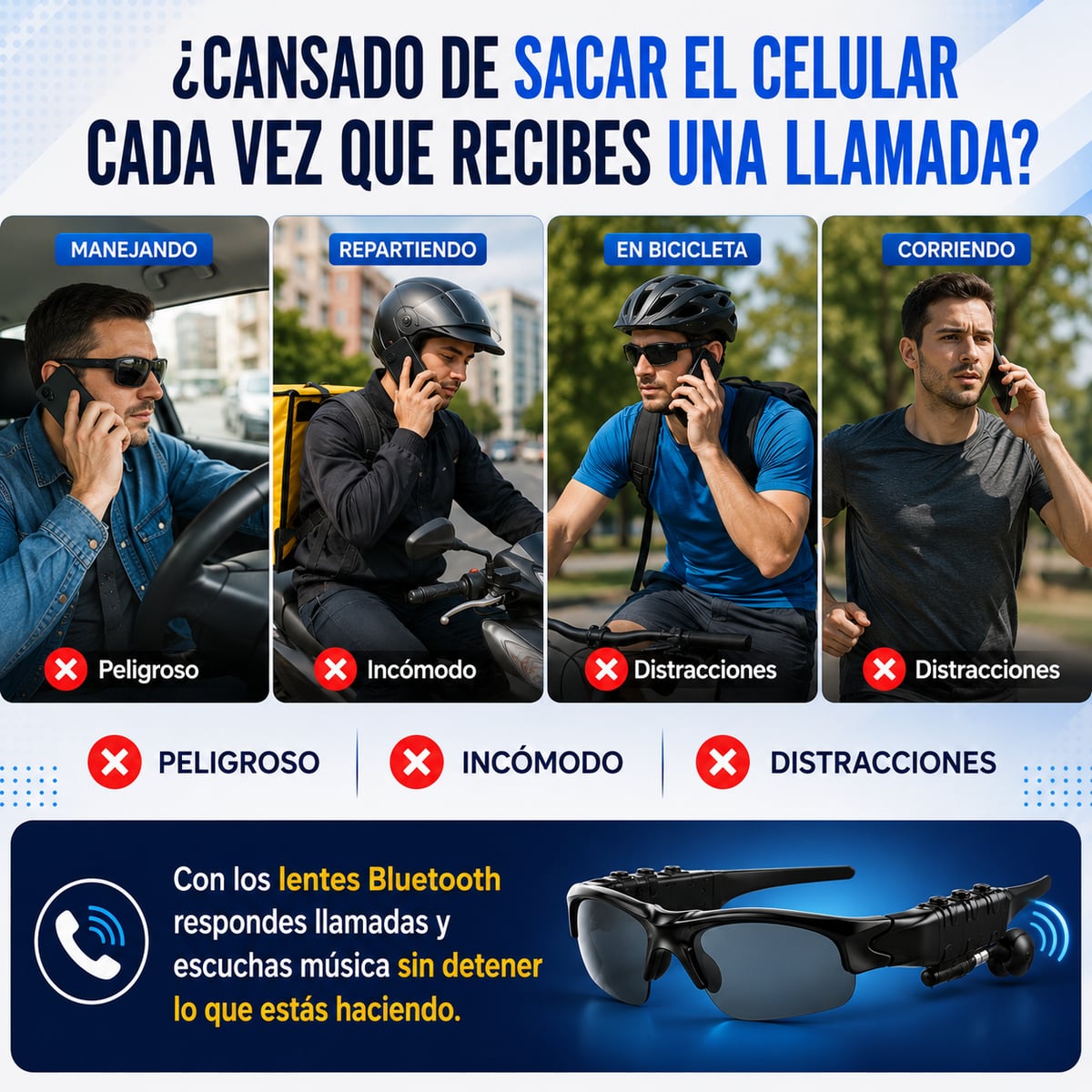 Lentes de Sol Polarizados con Audio Bluetooth Integrados - No más audífonos de cable molestos