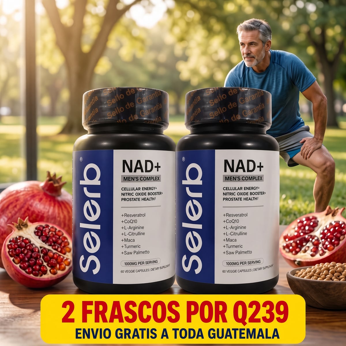 COMBO 2 UNIDADES SELERB NAD + LIPOSOMAL + SALUD PROSTATICA Y VITALIDAD MASCULINA | ENVÍO GRATIS 🇬🇹