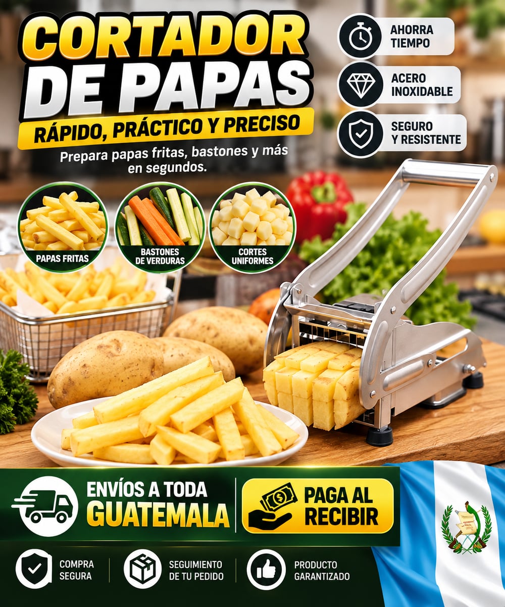 Cortador Picador de Papas y Verduras de Acero Inoxidable