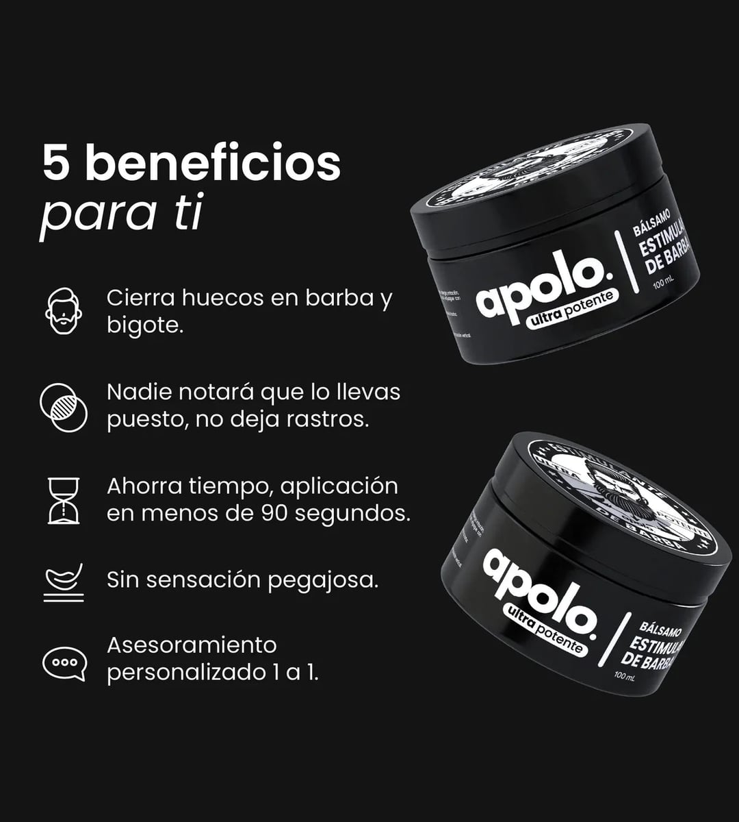 2X1 Bálsamo para Crecimiento de Barba Ultra Potente con Minoxidil 20% | 100mL