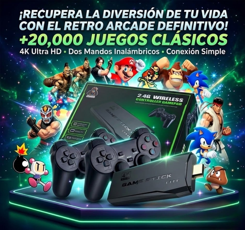 Consola videojuegos retro +20.000 juegos clásicos + 2 Controles inalámbricos 