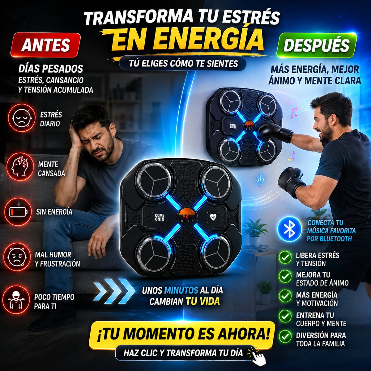 🥊 Máquina de Boxeo Musical Inteligente Antiestrés 