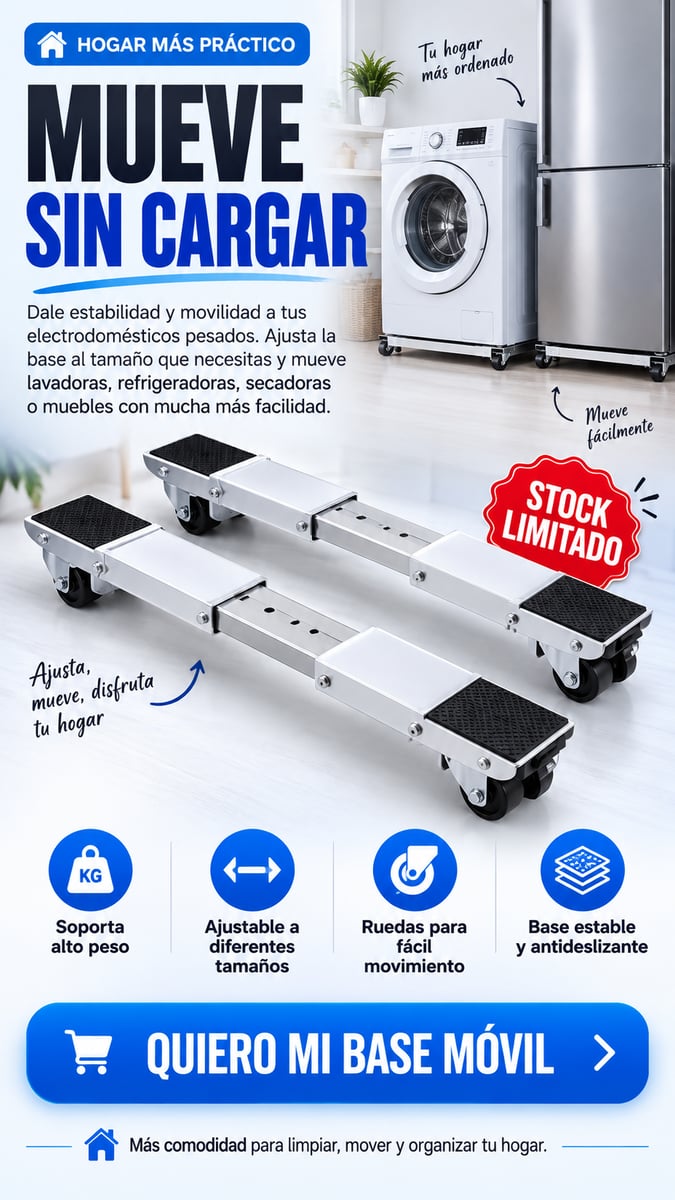Base Móvil Ajustable para Electrodomésticos – Mueve, Limpia y Organiza sin Esfuerzo