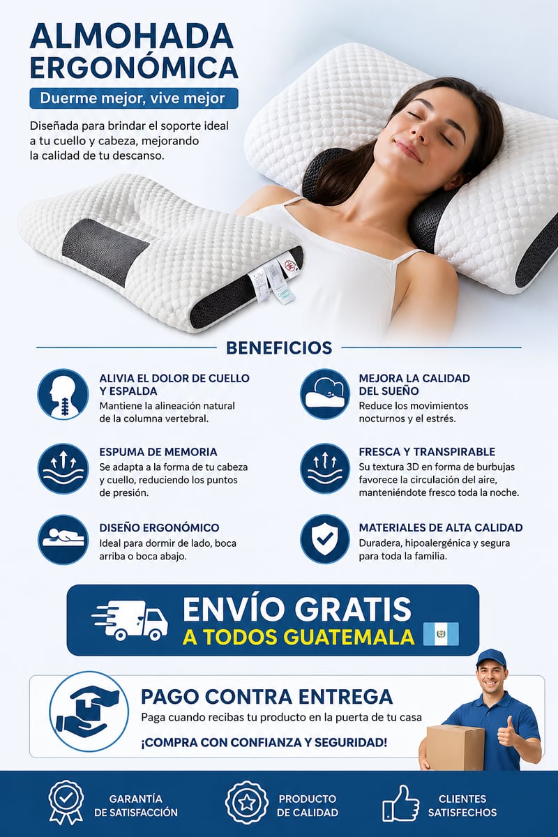 💤 Almohada Cervical 😴 Duerme mejor, despierta sin dolor