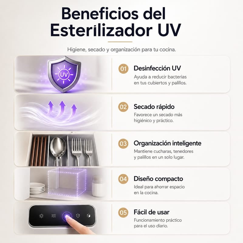 Esterilizador UV para Cubiertos 🦠 Desinfección Total + ENVIO GRATIS