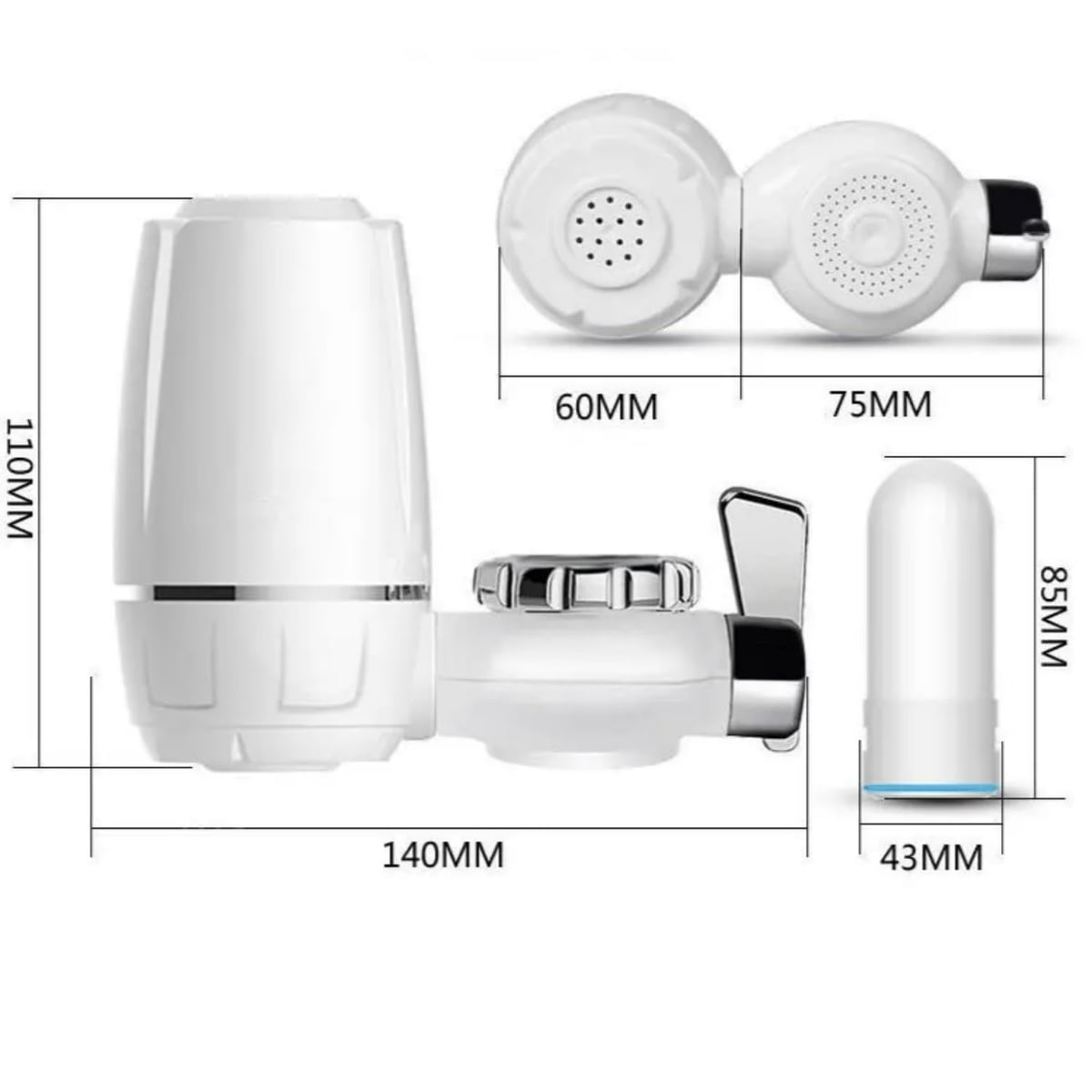 Purificador de Agua para Grifo con Filtro Giratorio Elimina Cloro, Sarro e Impurezas | Ideal para Cocina y Lavado de Frutas Se adapta a los grifos estándar.