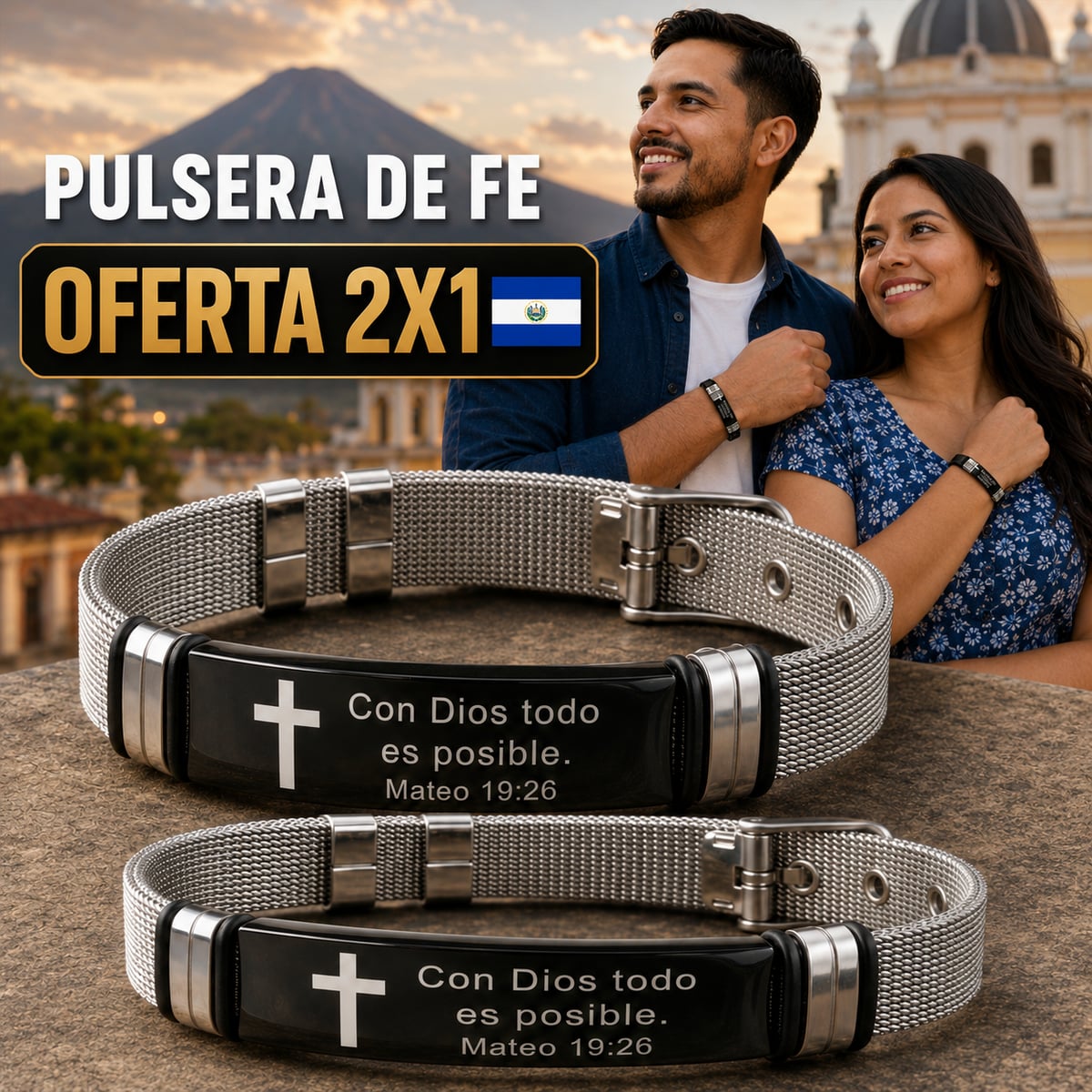 PROMOCION 2X1 🙏Mateo 19:26 ❤️ Pulsera de FE 🙏